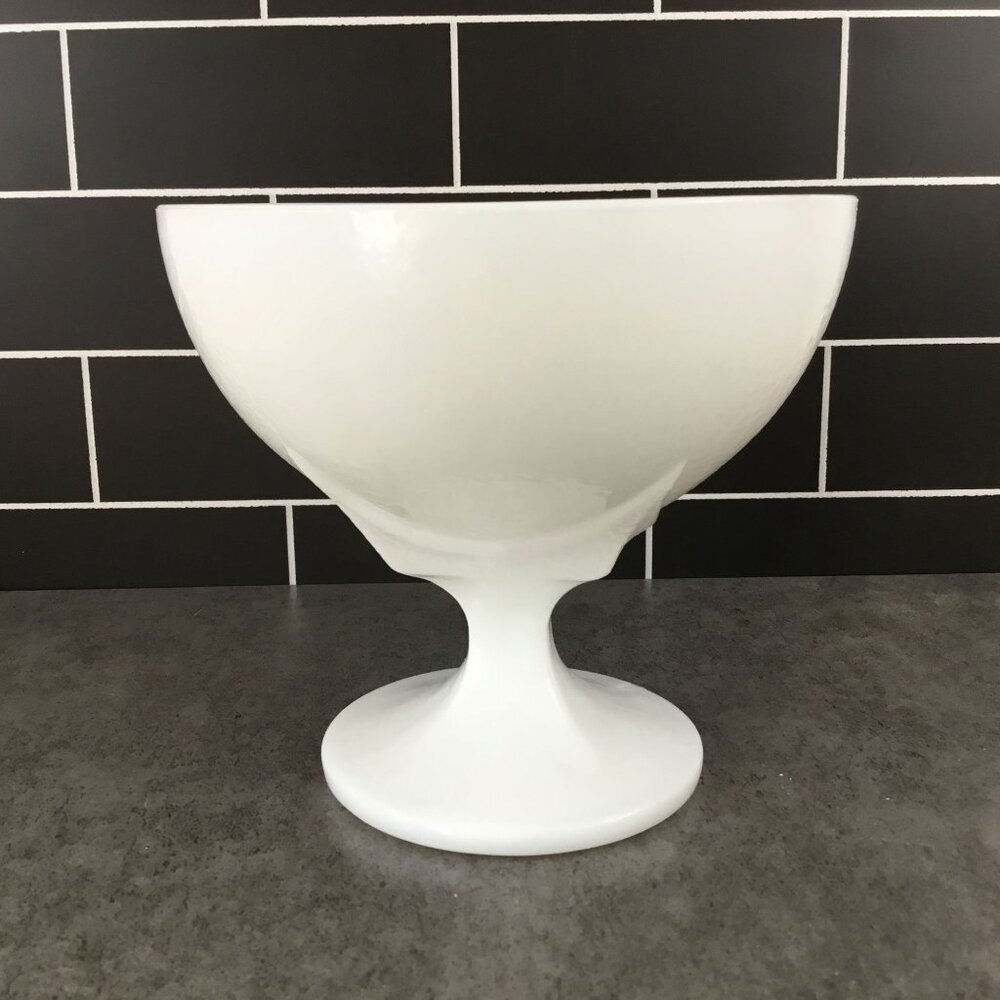 Milk Glass Orange Peel Textured Footed Compote